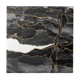 Zwart-goudglitteragaat Tegeltje