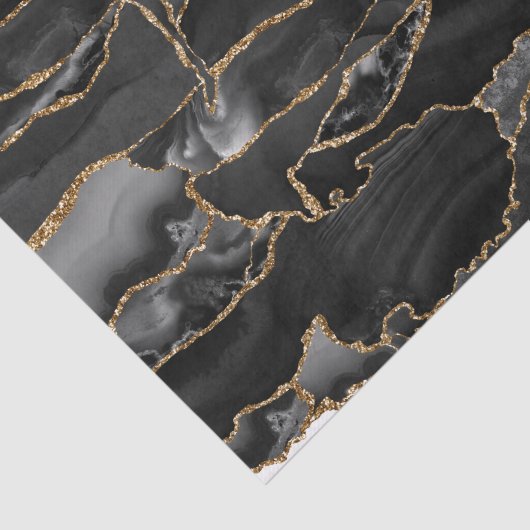 Zwart-goudglitteraglaat abstract tissuepapier (Detail)