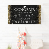 Zwart-goudglittercongraten Afstuderen Afstuderen Spandoek (Insitu)