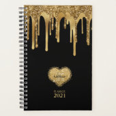 Zwart goudglitterdrifzwart monogram planner (Voorkant)