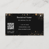 Zwart goudglitterstof qr code business kortingskaartje (Achterkant)
