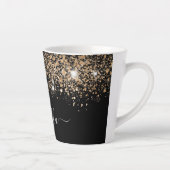 Zwart goudglitterstofnaamglanzemelscript latte mok (Rechts)