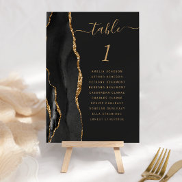 Zwart goudgrijs donkerbruinbruidetabelnummer kaart