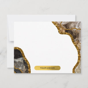Zwart-goudgrijs geode glitter-bakkerij notitiekaartje