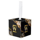 Zwart-goudgrijs Geode Glitter Monogram Marmer Decoratie (Voorkant hoekig)