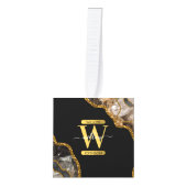 Zwart-goudgrijs Geode Glitter Monogram Marmer Decoratie (Voorkant)