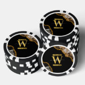 Zwart-goudgrijs Geode Glitter Monogram Marmer Poker Chips (Opstapeling)