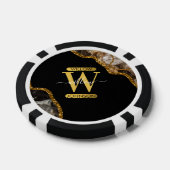 Zwart-goudgrijs Geode Glitter Monogram Marmer Poker Chips (Enkel)