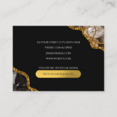 Zwart-goudgrijs Geode Glitter Monogram Marmer Visitekaartje (Achterkant)