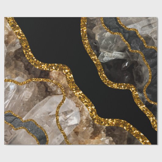 Zwart-goudgrijs Glitter Cadeaupapier (Vlak)