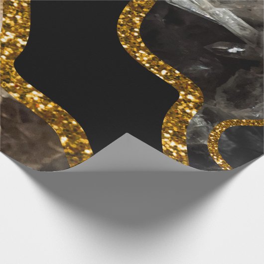 Zwart-goudgrijs Glitter Cadeaupapier (Hoek)