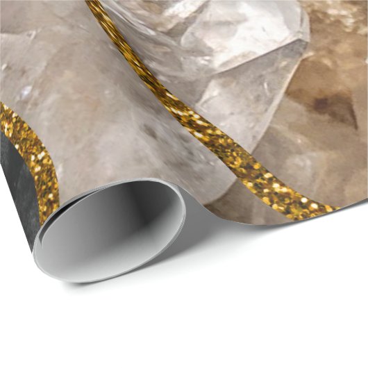 Zwart-goudgrijs Glitter Cadeaupapier (Rol Hoek)