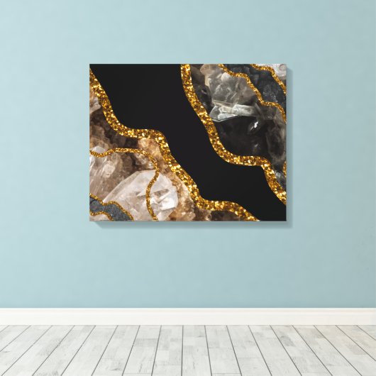 Zwart-goudgrijs Glitter Canvas Afdruk (Insitu (Houten vloer))