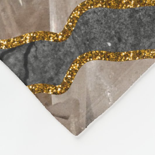 Zwart-goudgrijs Glitter Fleece Deken (Hoek)