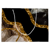 Zwart-goudgrijs Glitter Groot Cadeauzakje (Achterkant)