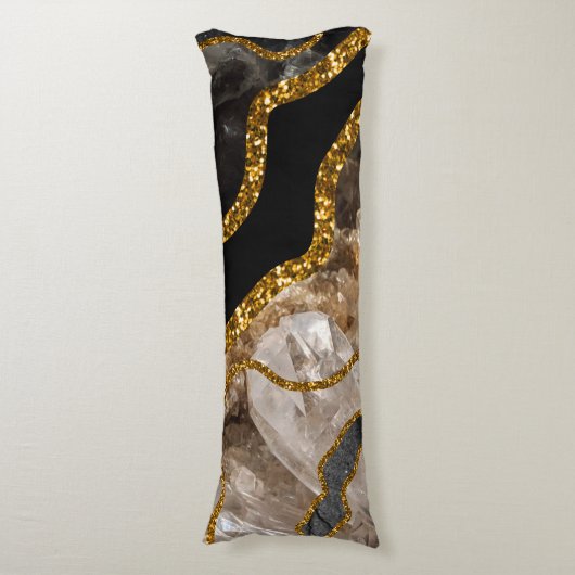 Zwart-goudgrijs Glitter Lichaamskussen (Voorkant Verticaal)