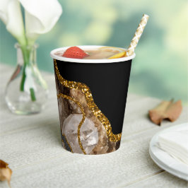 Zwart-goudgrijs Glitter Papieren Bekers