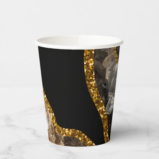Zwart-goudgrijs Glitter Papieren Bekers (Links)