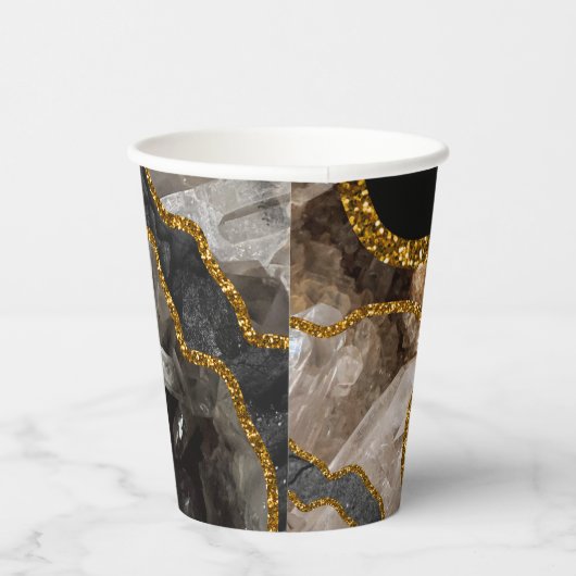 Zwart-goudgrijs Glitter Papieren Bekers (Rechts)