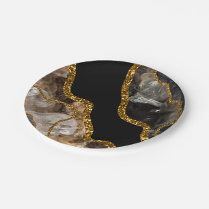 Zwart-goudgrijs Glitter Papieren Bordje