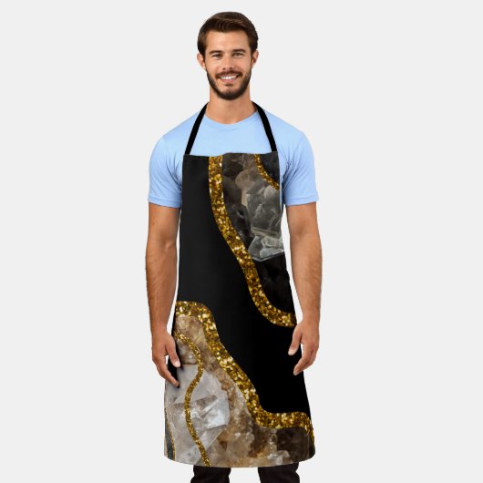 Zwart-goudgrijs Glitter Schort (Gedragen)