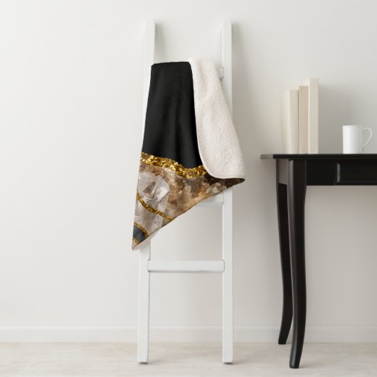 Zwart-goudgrijs Glitter Sherpa Deken (In situ)