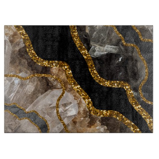 Zwart-goudgrijs Glitter Snijplank (Voorkant)