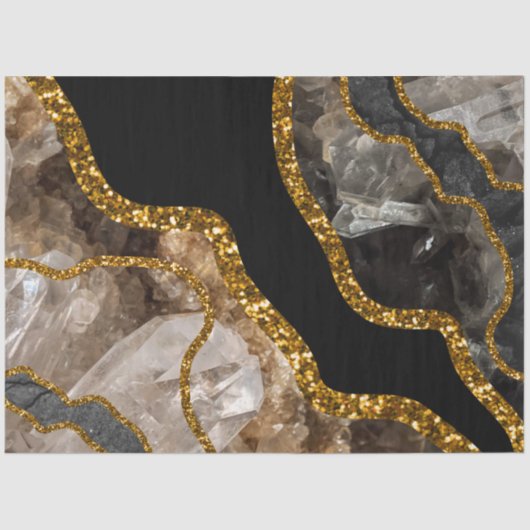 Zwart-goudgrijs Glitter Tissuepapier (Voorkant)