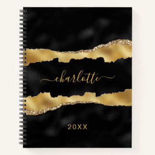 Zwart goudgrijs marmer, elegant notitieboek