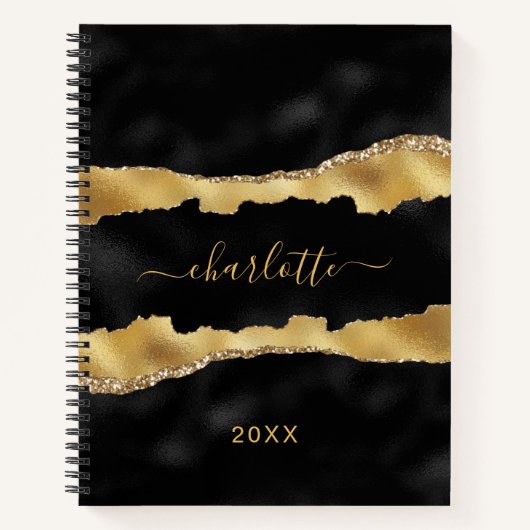 Zwart goudgrijs marmer, elegant notitieboek (Voorkant)