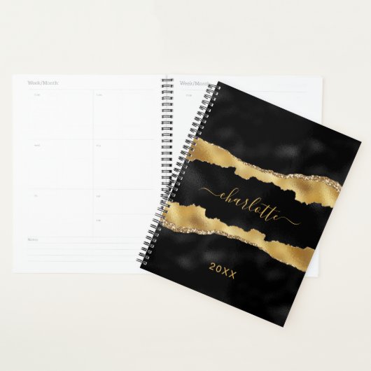 Zwart goudgrijs marmer, elegant planner (Display)