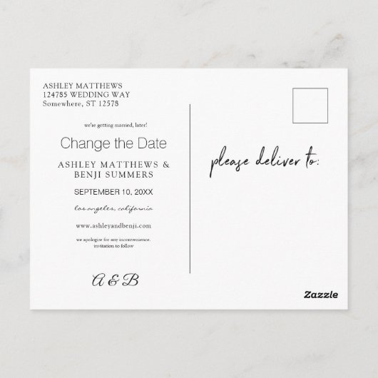 Zwart/goudhandschrift Verander het Briefkaart Datu (Achterkant)