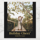 Zwart & goudhoudend feestdag - Kheer Fotoetiket Wijn Etiket (Enkel label)