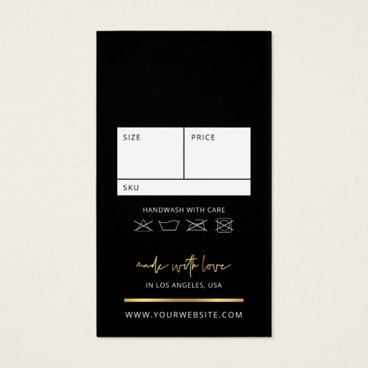 Zwart & goudhoudend Logo waslabel Label prijs Visitekaartje (Achterkant)