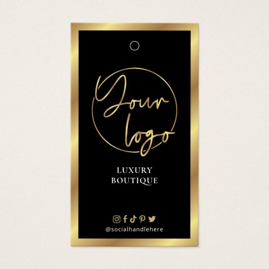 Zwart & goudhoudend Logo waslabel Label prijs Visitekaartje (Voorkant)