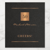 Zwart goudkleurige, elegante 50e verjaardag wijn etiket (Enkel label)