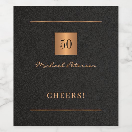 Zwart goudkleurige, elegante 50e verjaardag wijn etiket (Enkel label)
