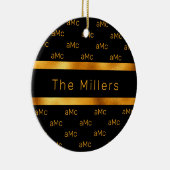 Zwart goudkoppel monogram patroon elegant keramisch ornament (Rechts)