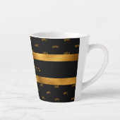Zwart goudkoppel monogram patroon elegant latte mok (Rechts)
