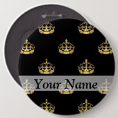 Zwart-goudkroon Ronde Button 6,0 Cm (Voorkant /achterkant)