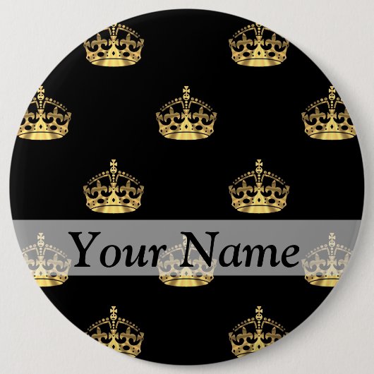 Zwart-goudkroon Ronde Button 6,0 Cm (Voorkant)