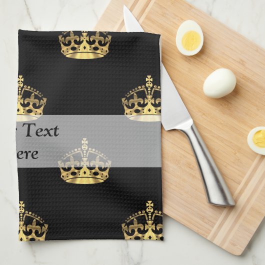 Zwart-goudkroon Theedoek (Quarter Fold)