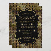 Zwart & goudkunst Deco  Lijst 21ste verjaardag Kaart (Voorkant / Achterkant)