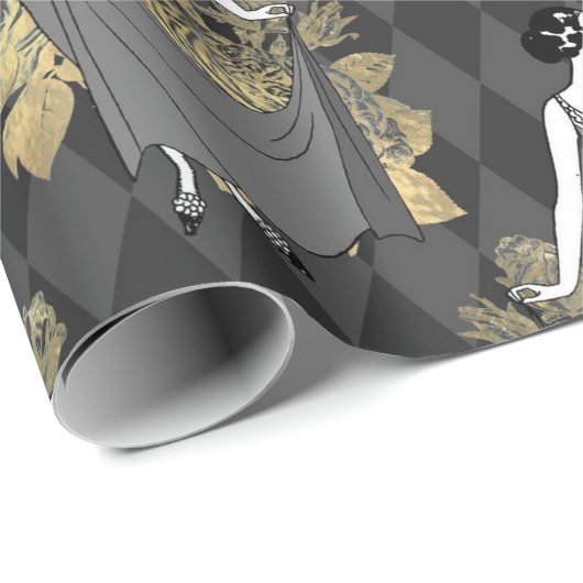 Zwart-goudkunstdeco Cadeaupapier (Rol Hoek)