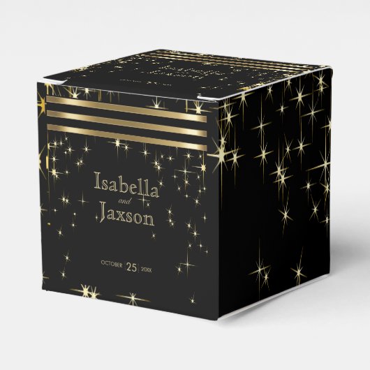 Zwart & goudlampen met balken bedankdoosjes (Voorkant Zijde)