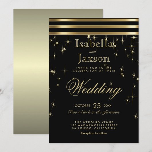 Zwart & goudlampen met balken kaart (Voorkant / Achterkant)