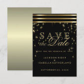 Zwart & goudlampen met balken save the date (Voorkant / Achterkant)