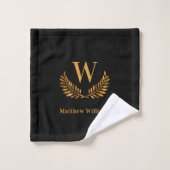 Zwart goudlaurel monogram bad handdoek (Wasdoekje)