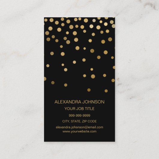 Zwart-goudlegant Confetti Makeup Artiest Visitekaartje (Achterkant)