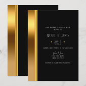 Zwart-goudlegant koninklijk huwelijk kaart (Voorkant / Achterkant)